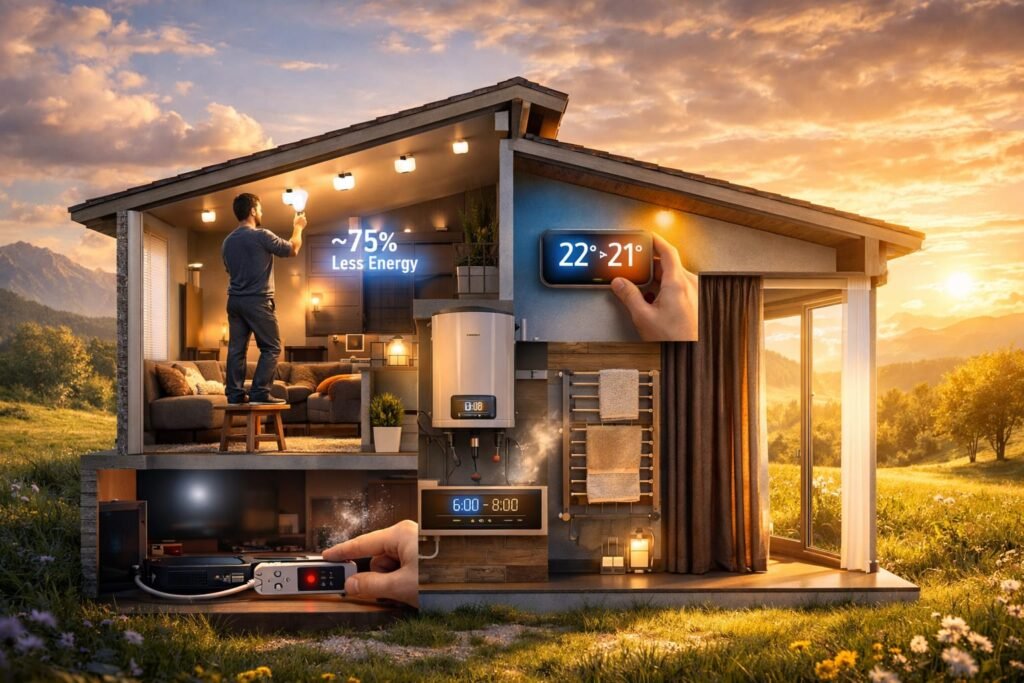 Micro Sustainability Habits to Reduce Carbon Footprint home energy and lighting