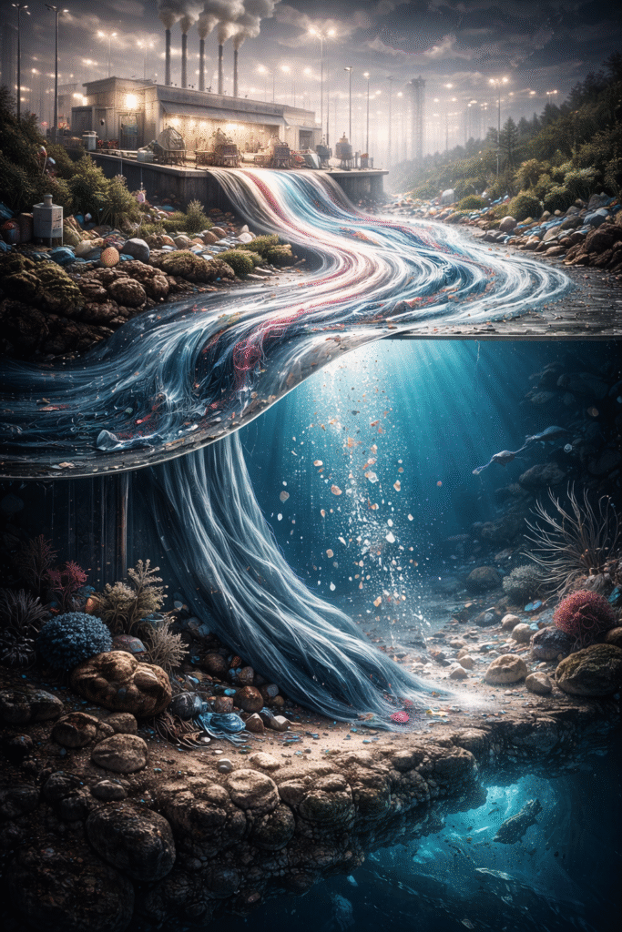 pollution pathways factory to ocean floor