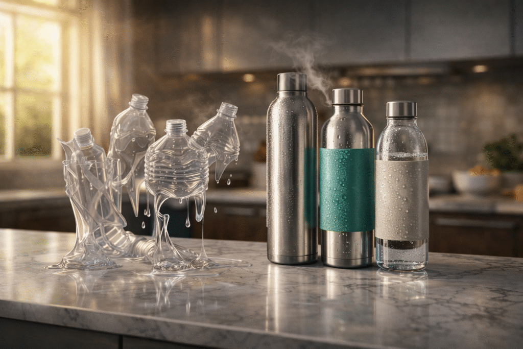 stainless steel & glass bottles