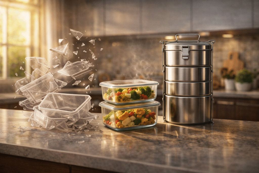 stainless steel tiffins & glass containers