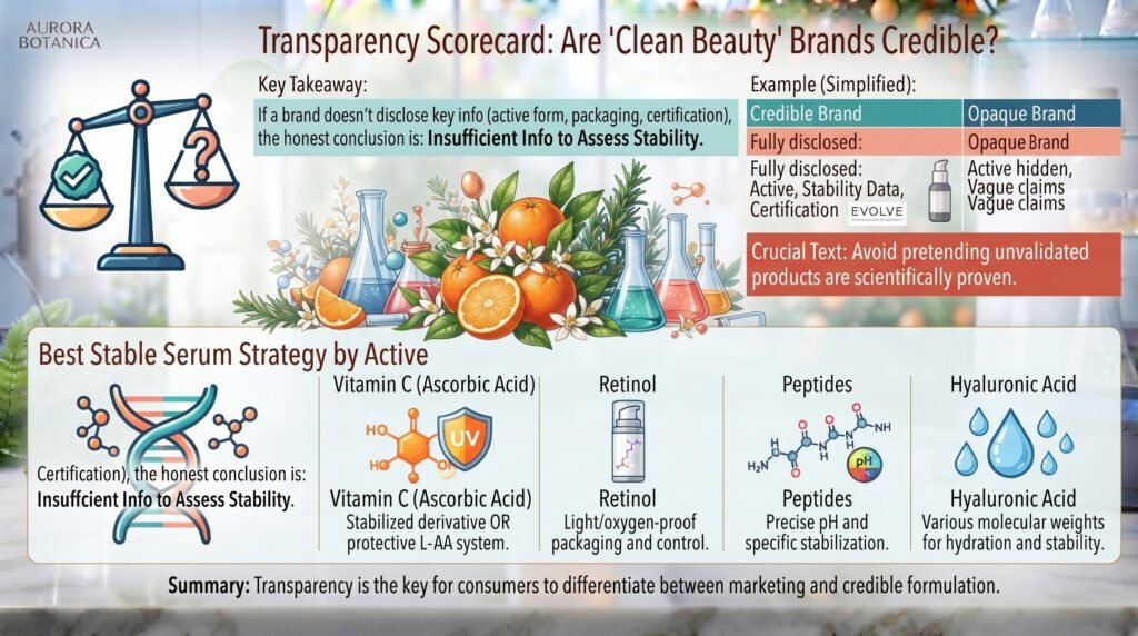 Organic Serums Decoded: Which Natural Actives Are Actually Stable? transparency scorecard